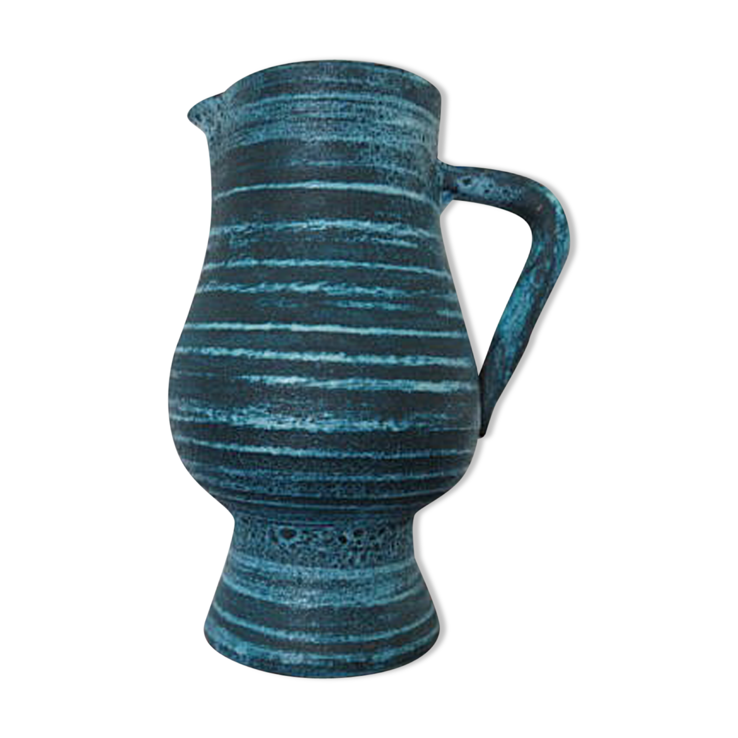 Pichet En Terre Cuite 1.5 L - Style Gallo, Émaillé Crème & Bleu - Pour Eau, Vin - Lavable Lave-Vaisselle - 14