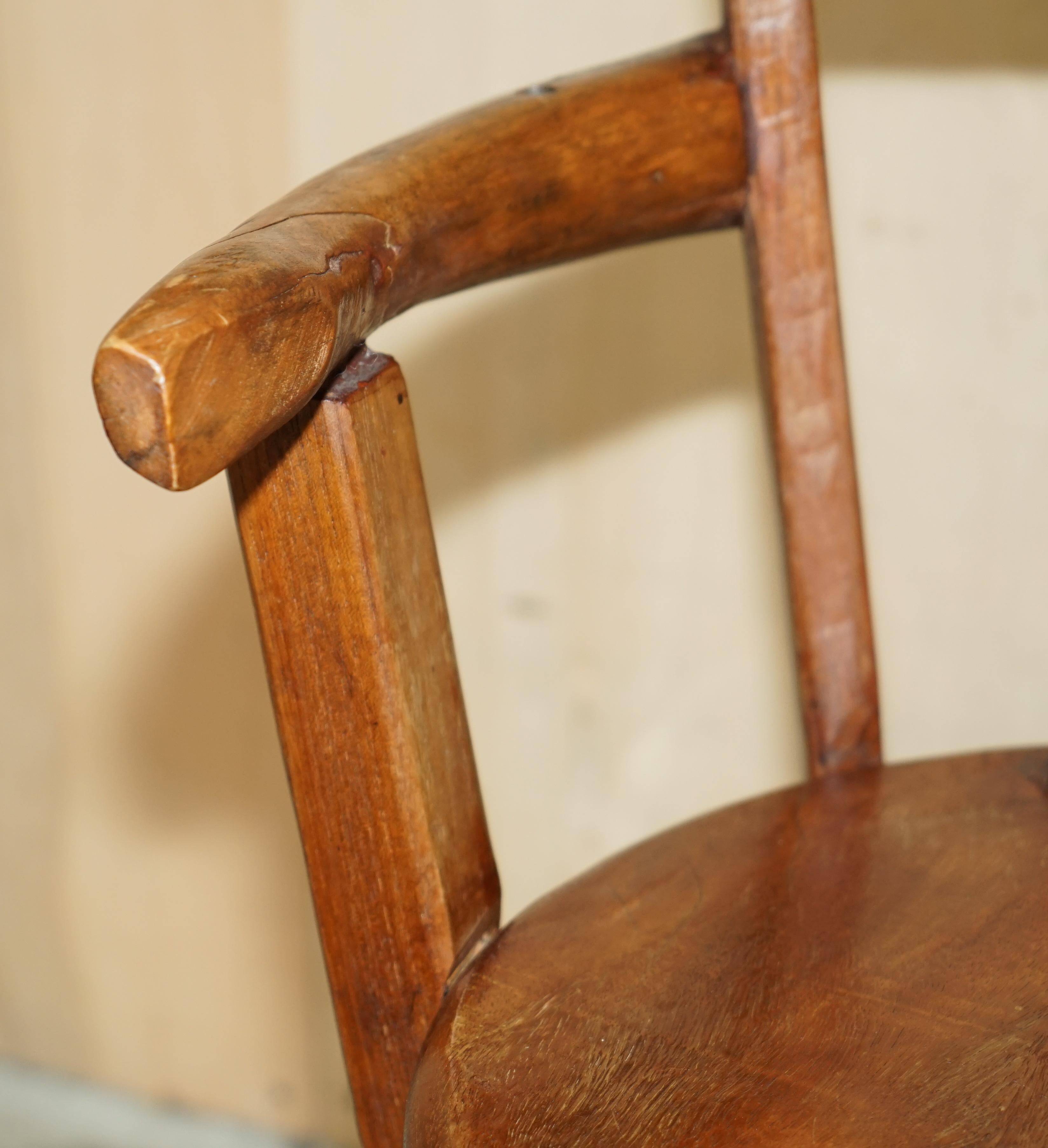 Antique captain's swivel chair on a draft horse wheel from around 1760.
