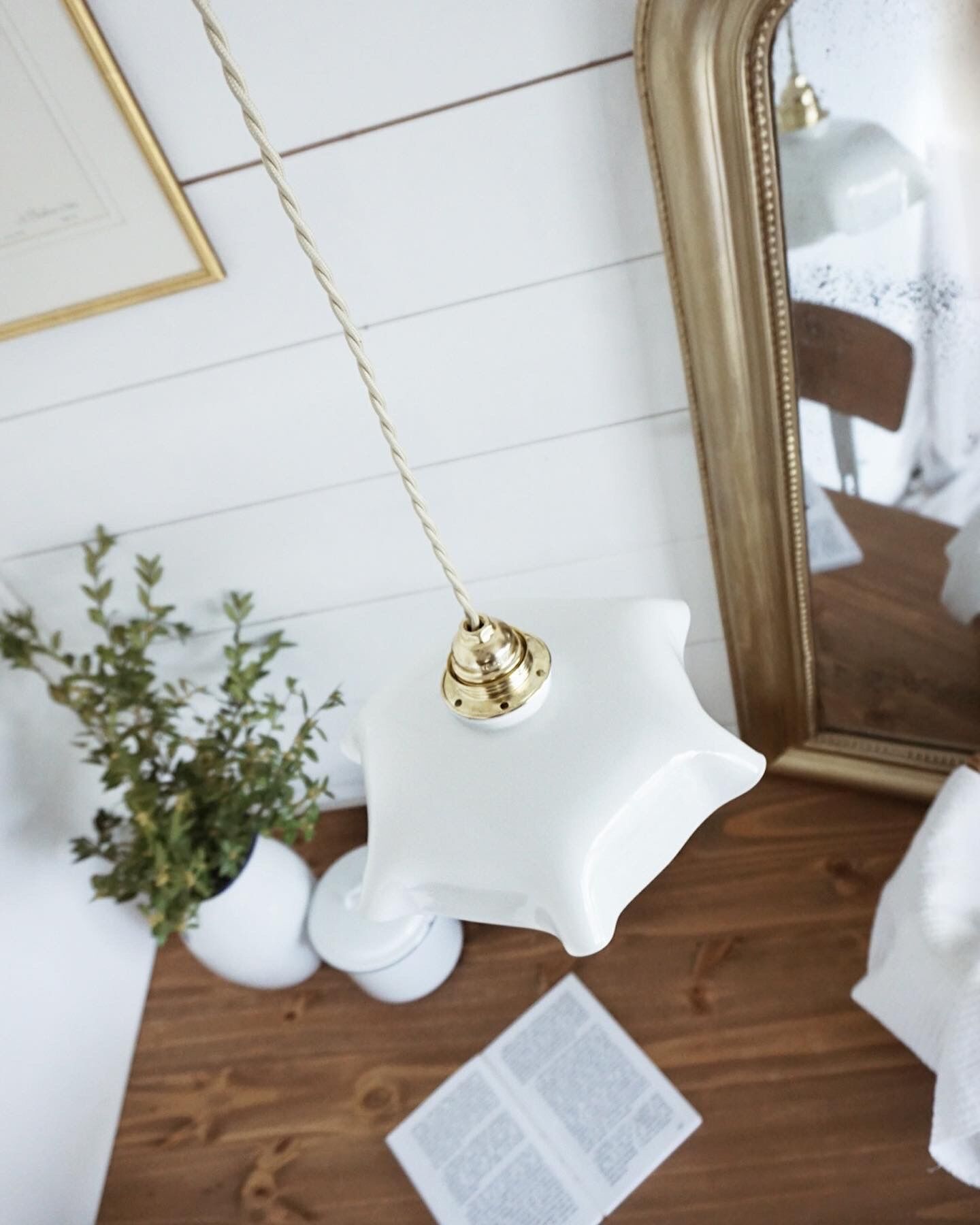 Draped suspension Opaline 🌿 Vintage