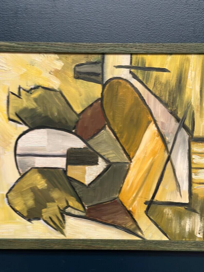 Huile sur panneau d'origine suédoise – « Composition abstraite » – Signée – Vintage