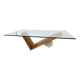 Valentino coffee table by Cattelan Italia in glass, wood, and travertine