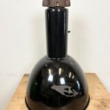 Set of 4 Industrial Bauhaus Black Enamel Pendant Lamps, 1960s