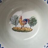 Ancien plat de service creux motif coq Saint Clément France