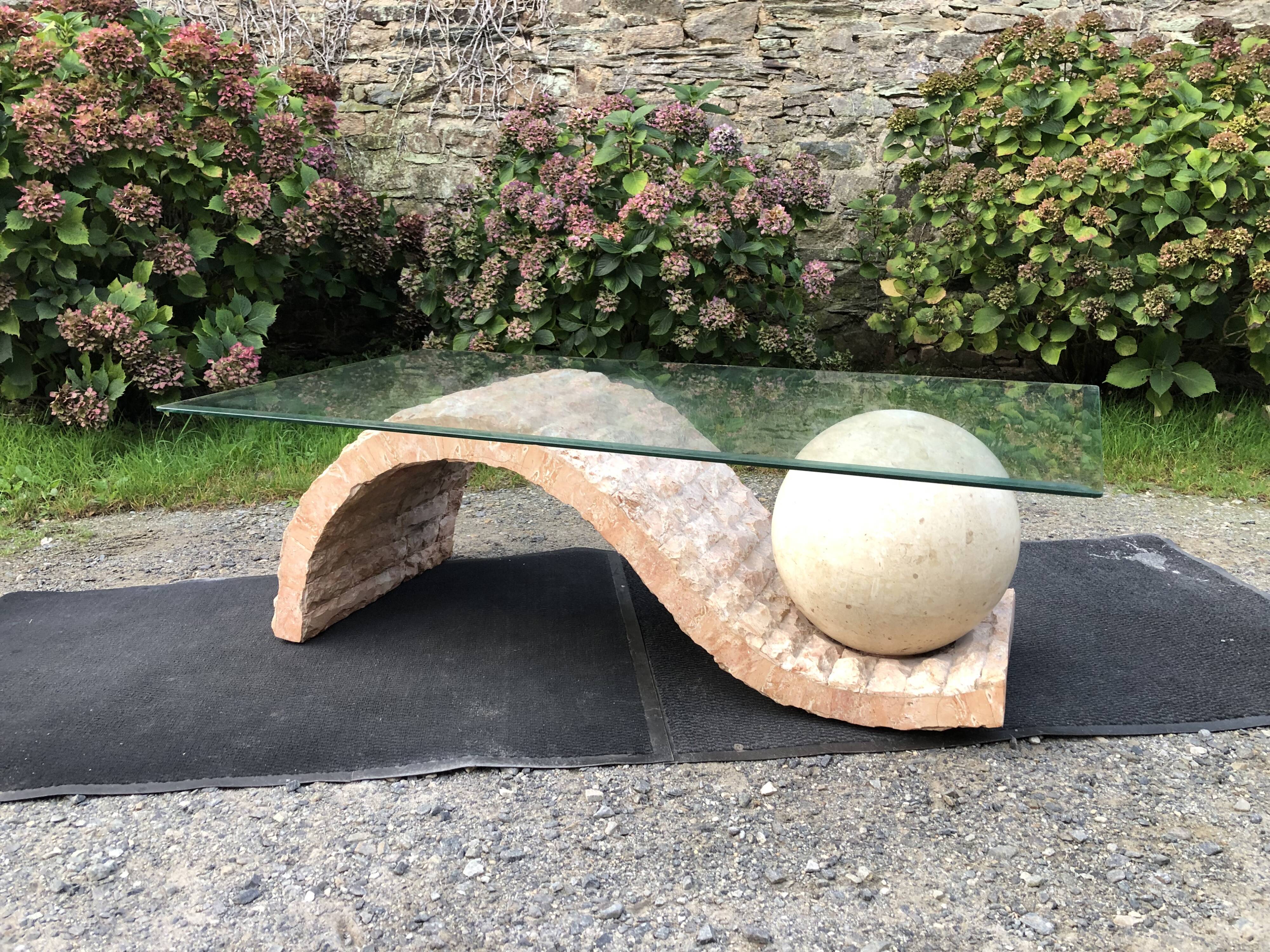 80s design coffee table. made of Mactan travertine stones from Magnussen ponte.