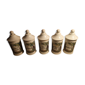 Lot de pots à pharmacie en porcelaine Mehun cp & cie France