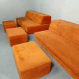 Vintage orange corduroy modular sofa 70s retro