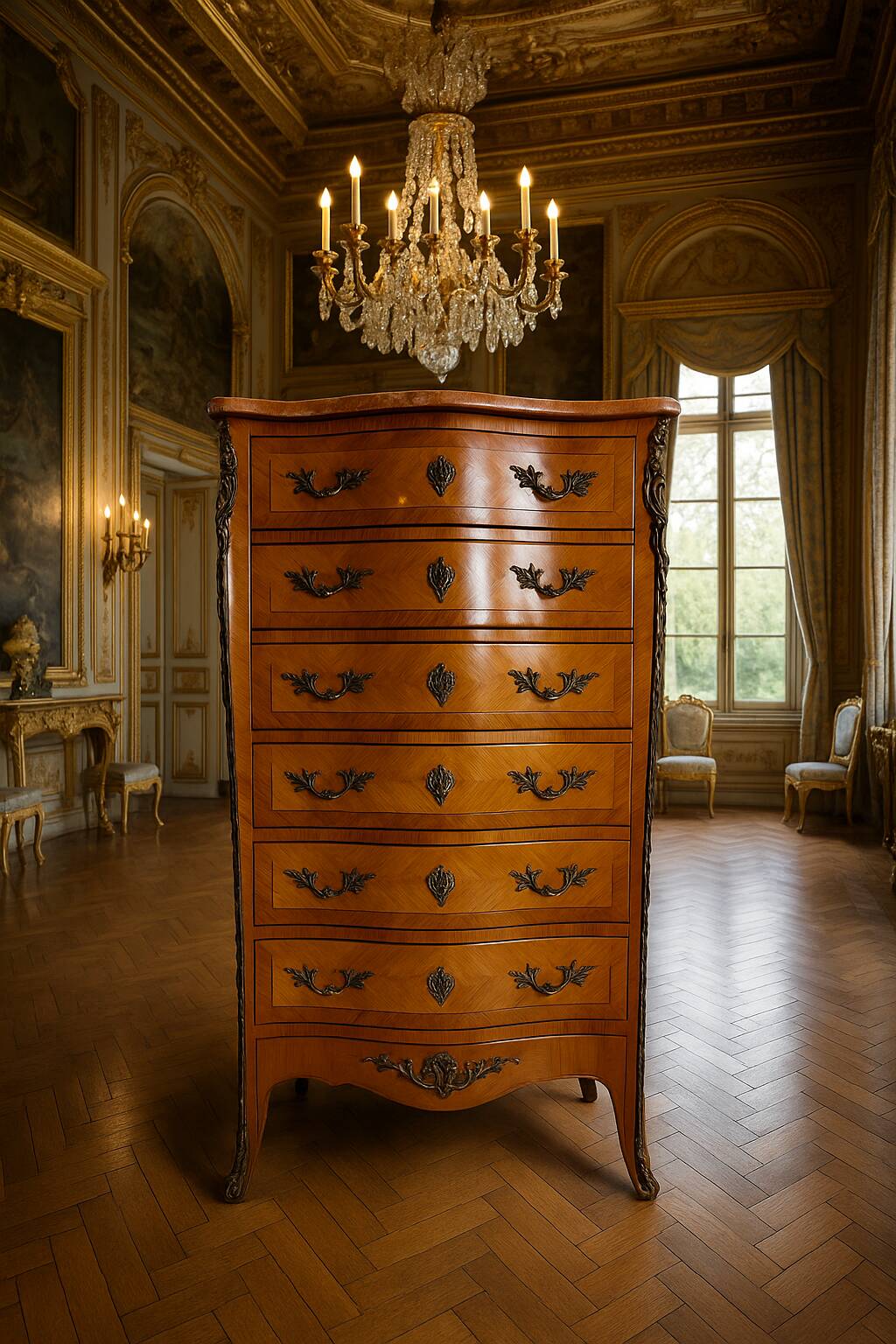 Semainier de style Louis XV estampillé Skalski – France, années 1960–1980
