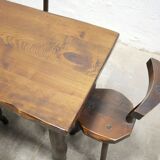 Dining table brutalist chairs in solid wood