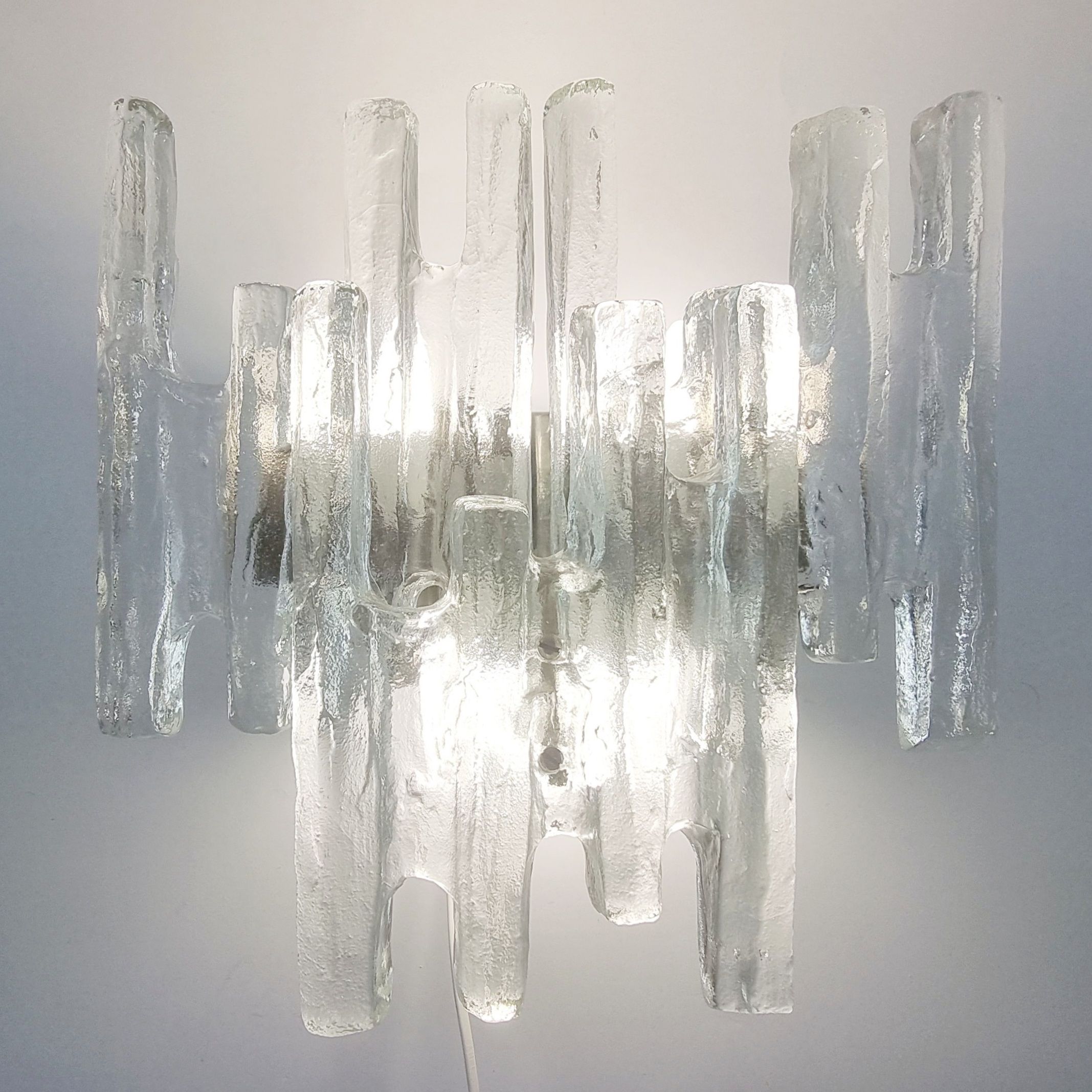 Hollywood regency ice glass sconce by J. T. Kalmar for Kalmar Franken, 1960s