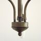 French Vintage Retro Bronze Effect Metal 3 Light Chandelier Glass Shade