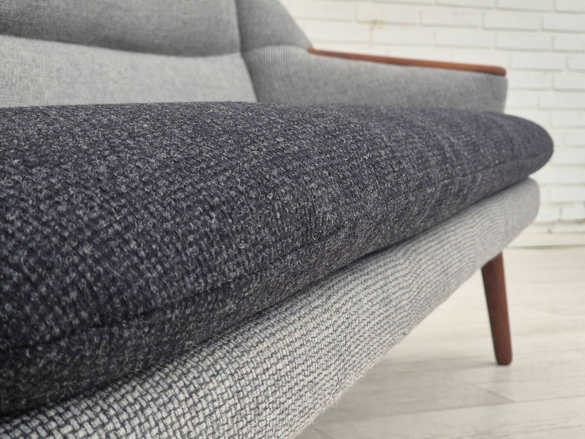 1960s, Danish sofa by Kurt Østervig model 58, completely reupholstered, furniture wool, teak wood.