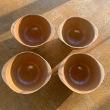 4 bowls in eared stoneware, vintage Gien France sandstone