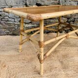 Table basse vintage en rotin