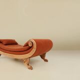 Méridienne en chêne sculptée à la main de style Empire