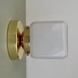Vintage square globe wall light in white opaline