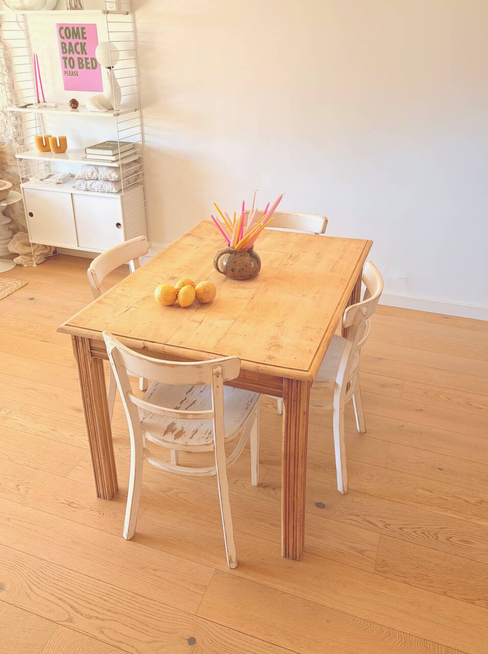 Art Deco sanded raw wood table
