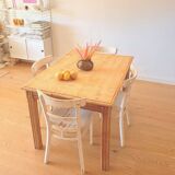 Art Deco sanded raw wood table