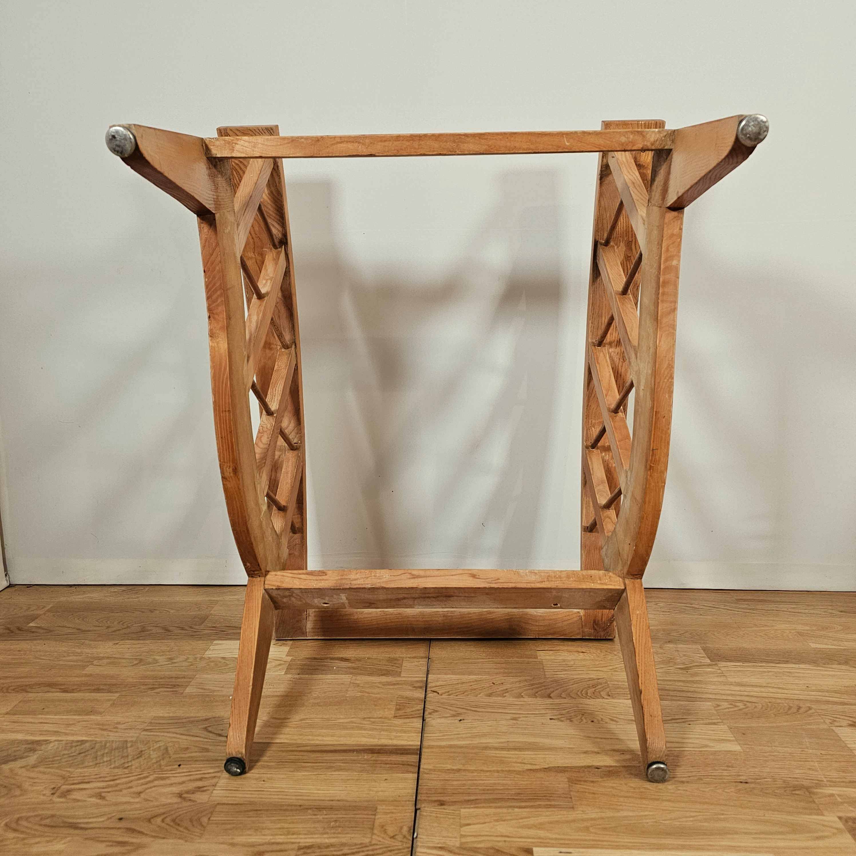 Pair of large armchairs with crossbars, circa 1950, Canovas fabric embroidered by Lesage