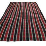 Red & Green Striped Turkish Kilim Rug, 202x312Cm