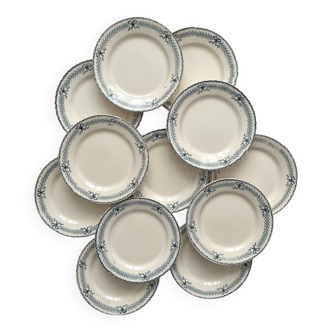 12 dessert plates in iron earth “Chinon” Choisy le Roi