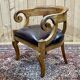 19th century French armchair in cherry wood and leather seat