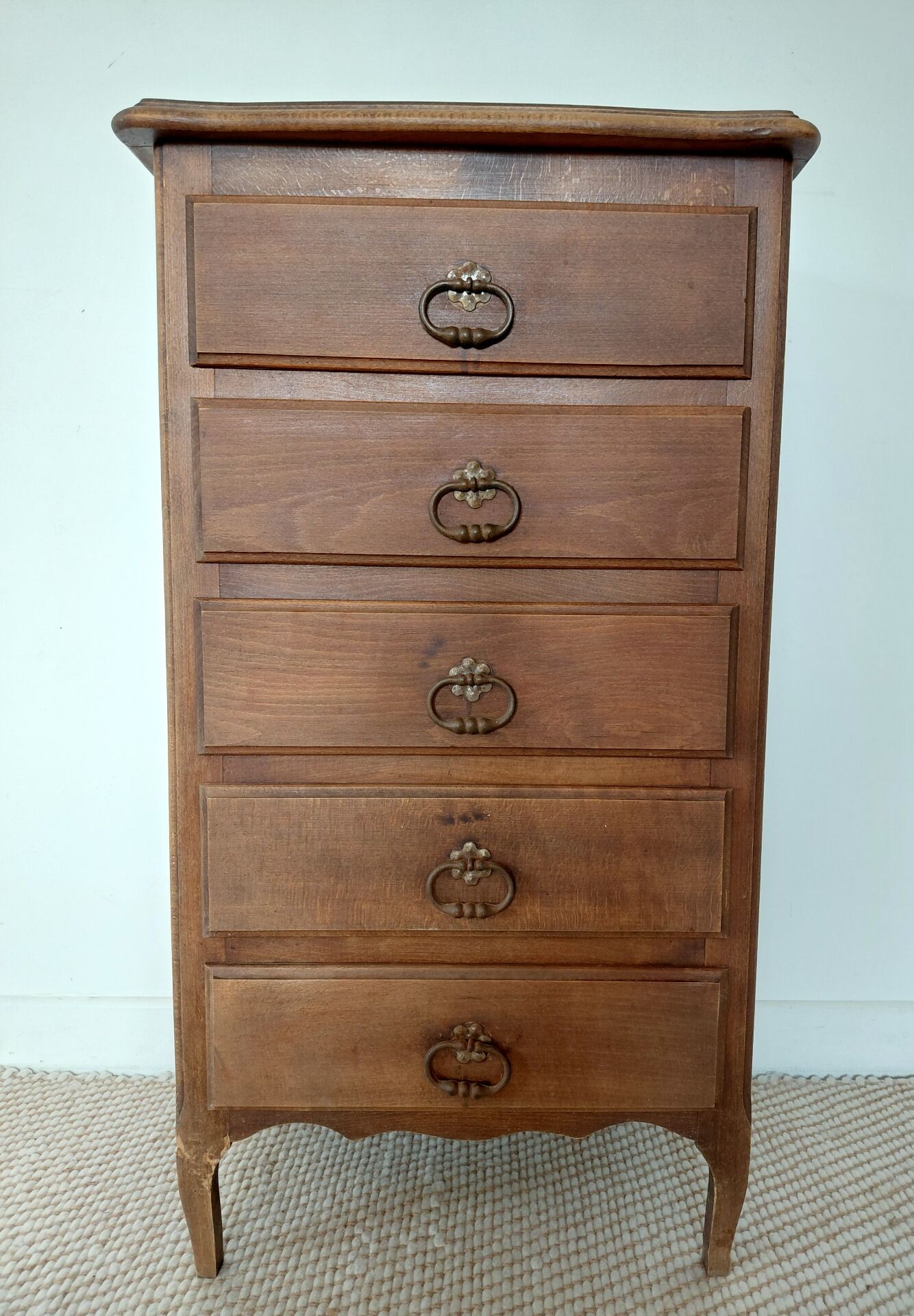 Rustic chic 5-drawer chest of drawers in solid wood