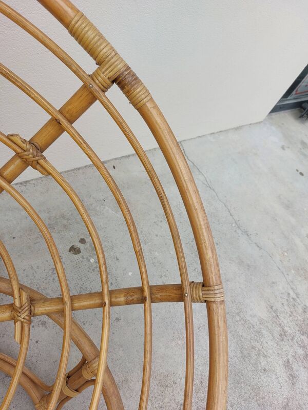 Loveuse fauteuil en rotin vintage 1950