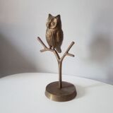 Owl on massive brass tree 70s