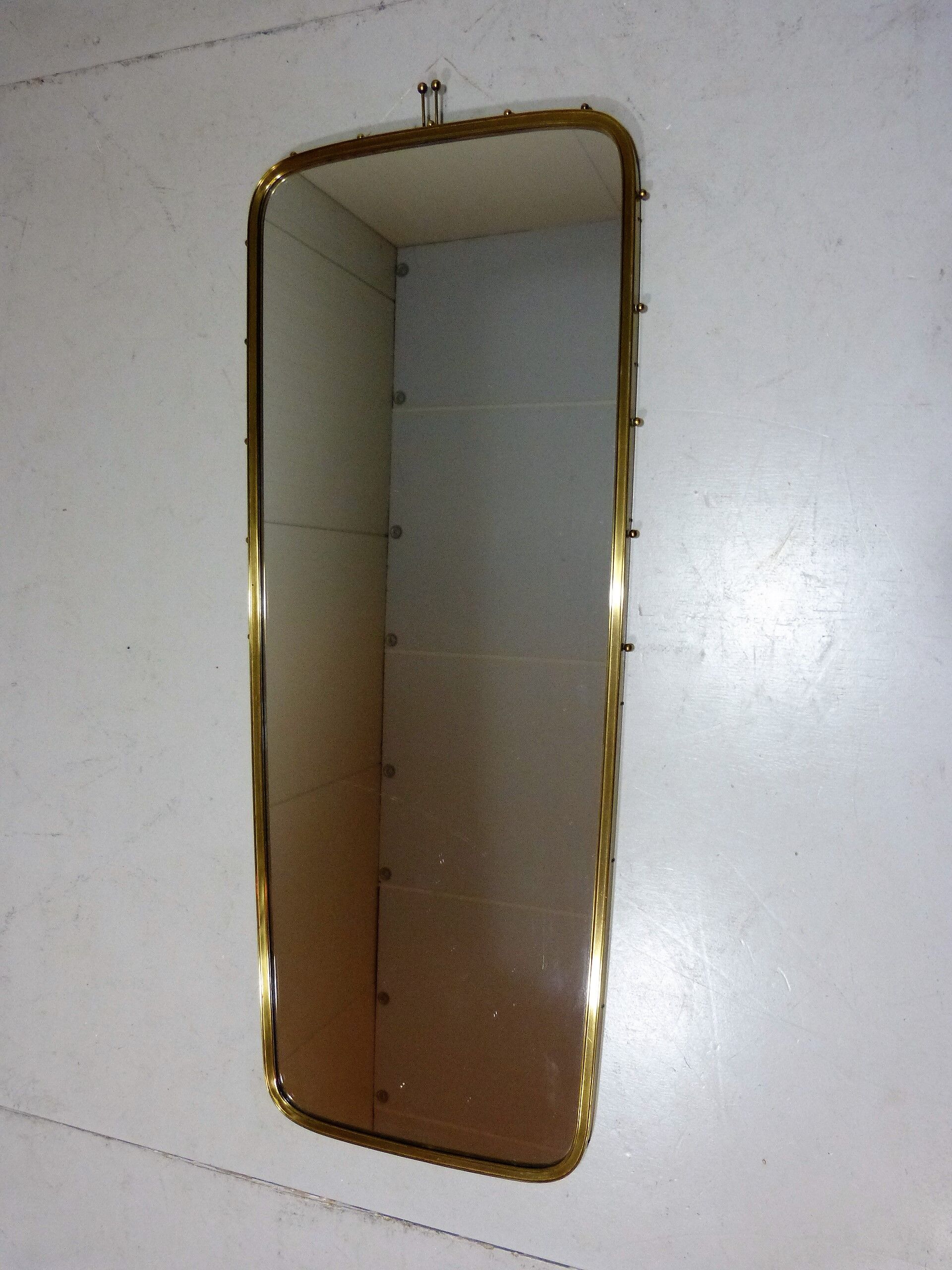 Brass wall mirror by "Münchener Zierspiegel", Germany