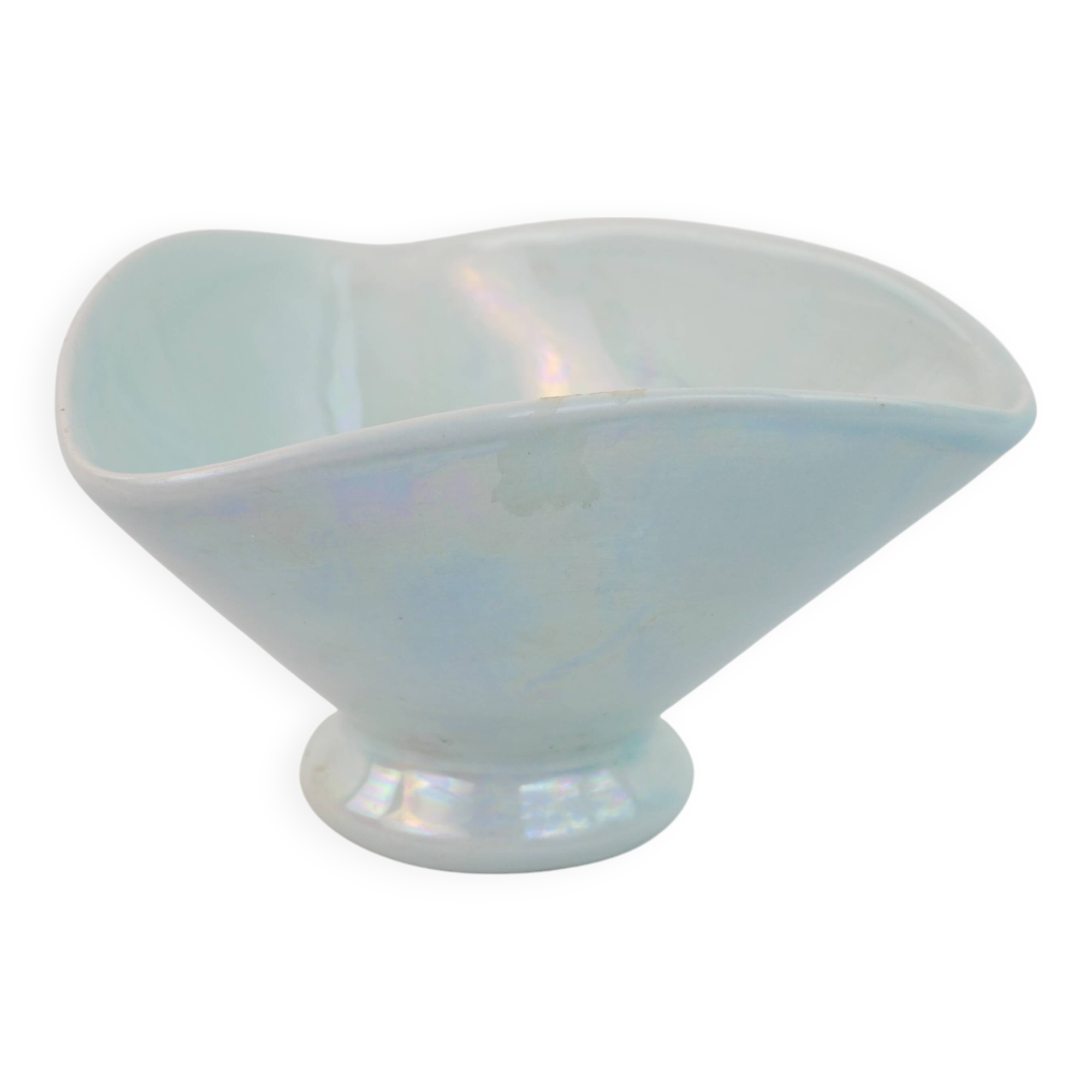 Small bowl or empty pocket in iridescent sky blue ceramic Vallauris circa 1950