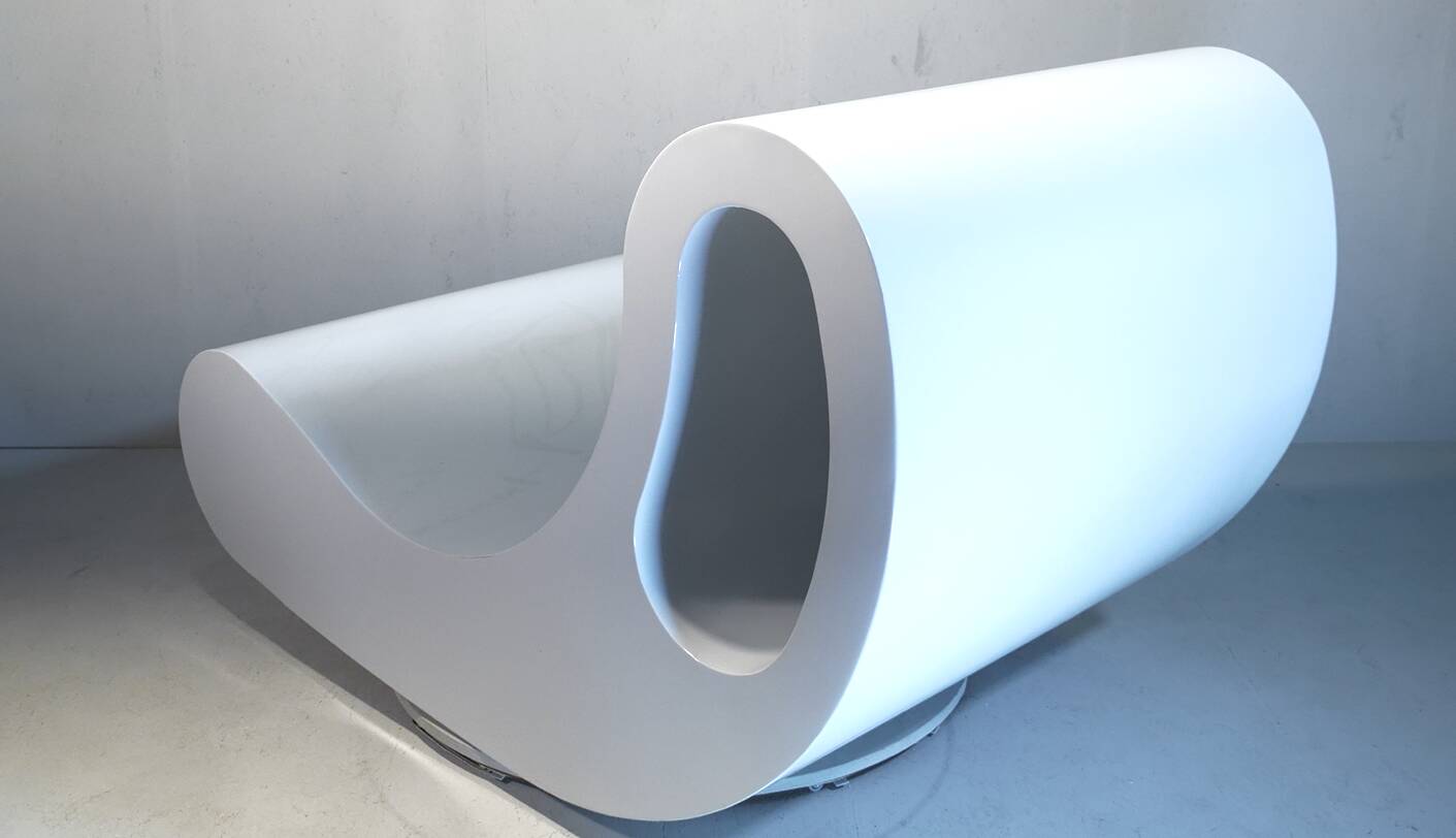 "Surmoi" Contemporary designer furniture in welded aluminium, signed.