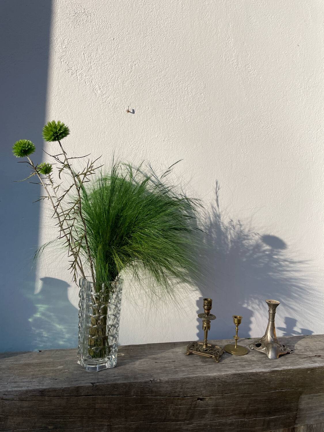 3 antique candlesticks in gold and silver metal
