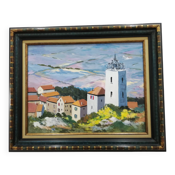 Oil painting on canvas by "Roger NEDELEC" "Ménerbes" 50x65 cm