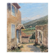Hsp painting "view of mirmande" drôme, village and vineyard signed raymond rigal