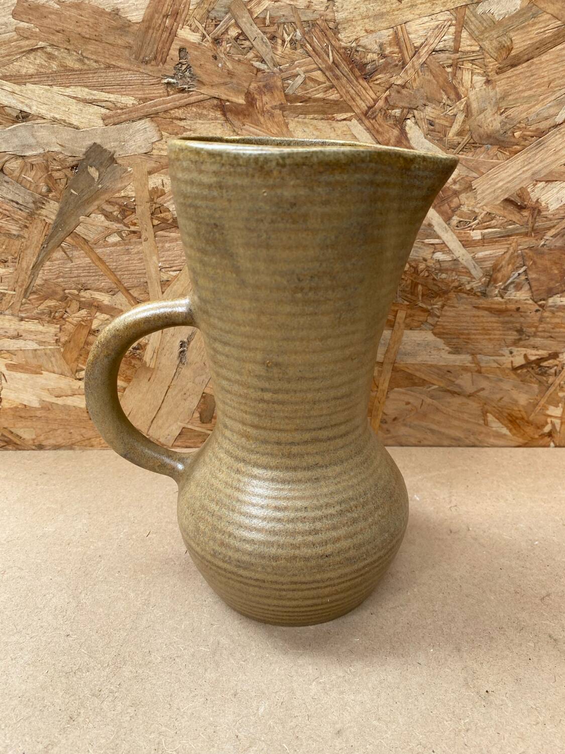 Old pitcher digoin stoneware beige made in france vintage
