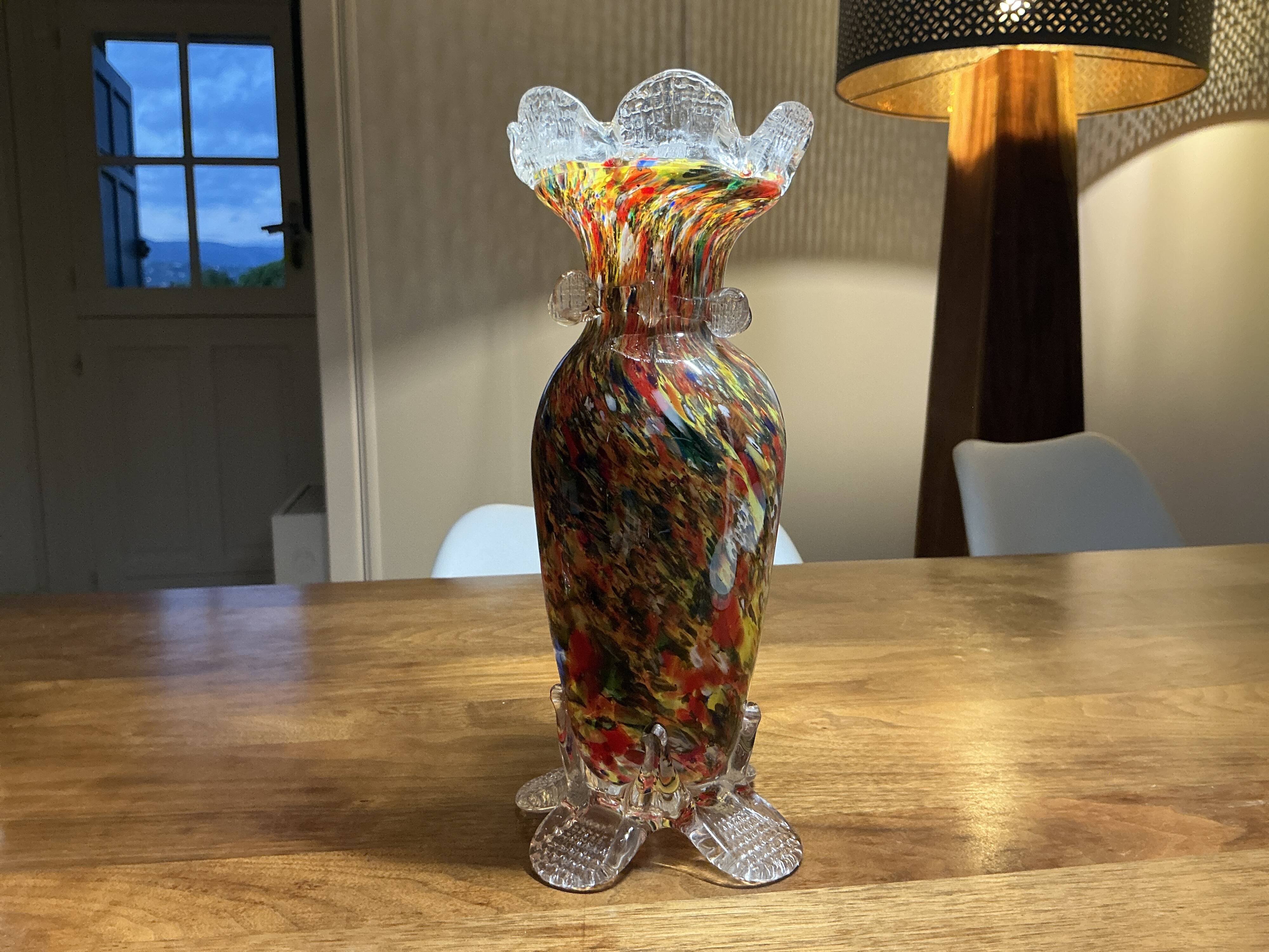 Multicolor hand-blown glass vase – 26 cm
