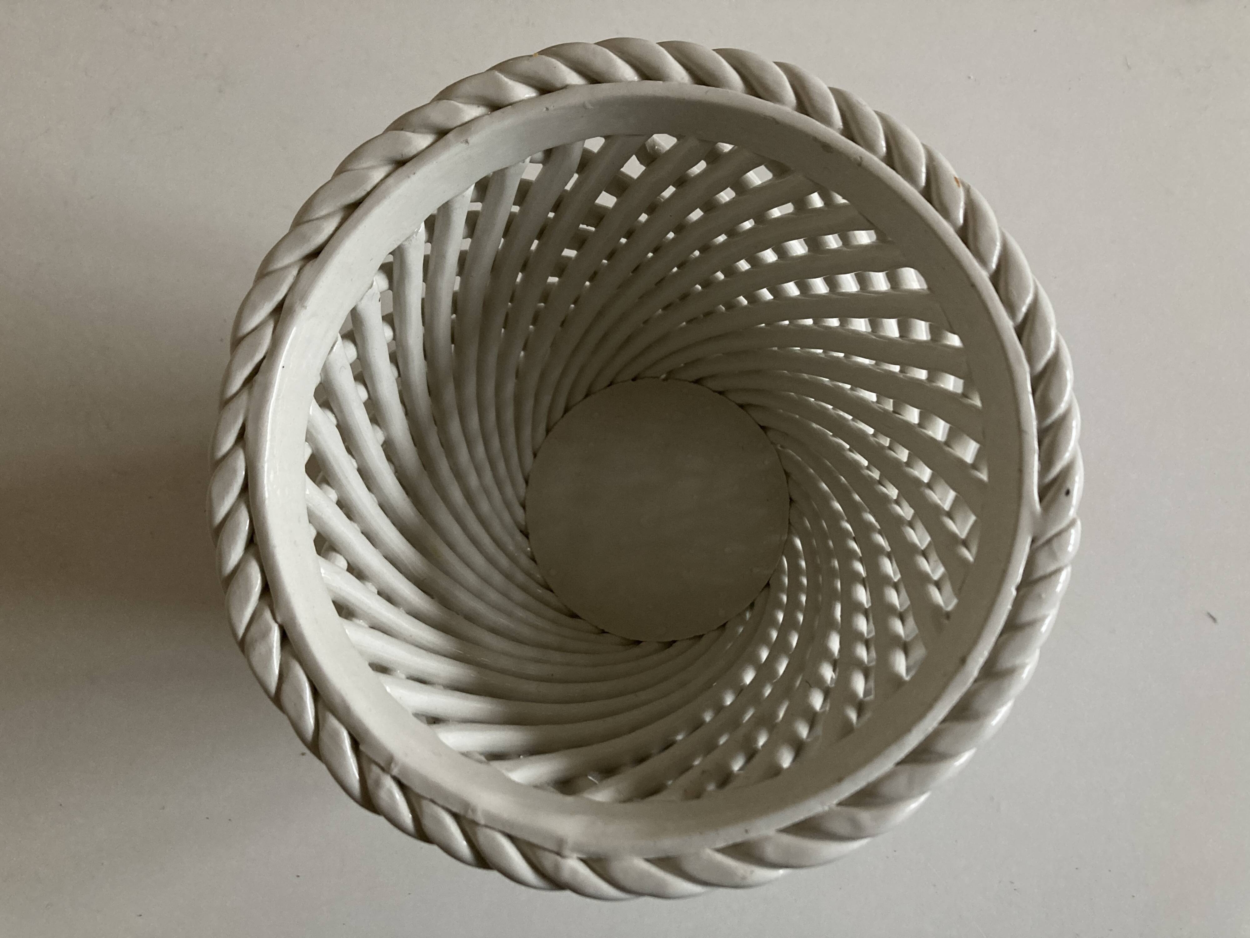 Cache pot XXL céramique tressée de Bassano 1960 numéroté travail italien