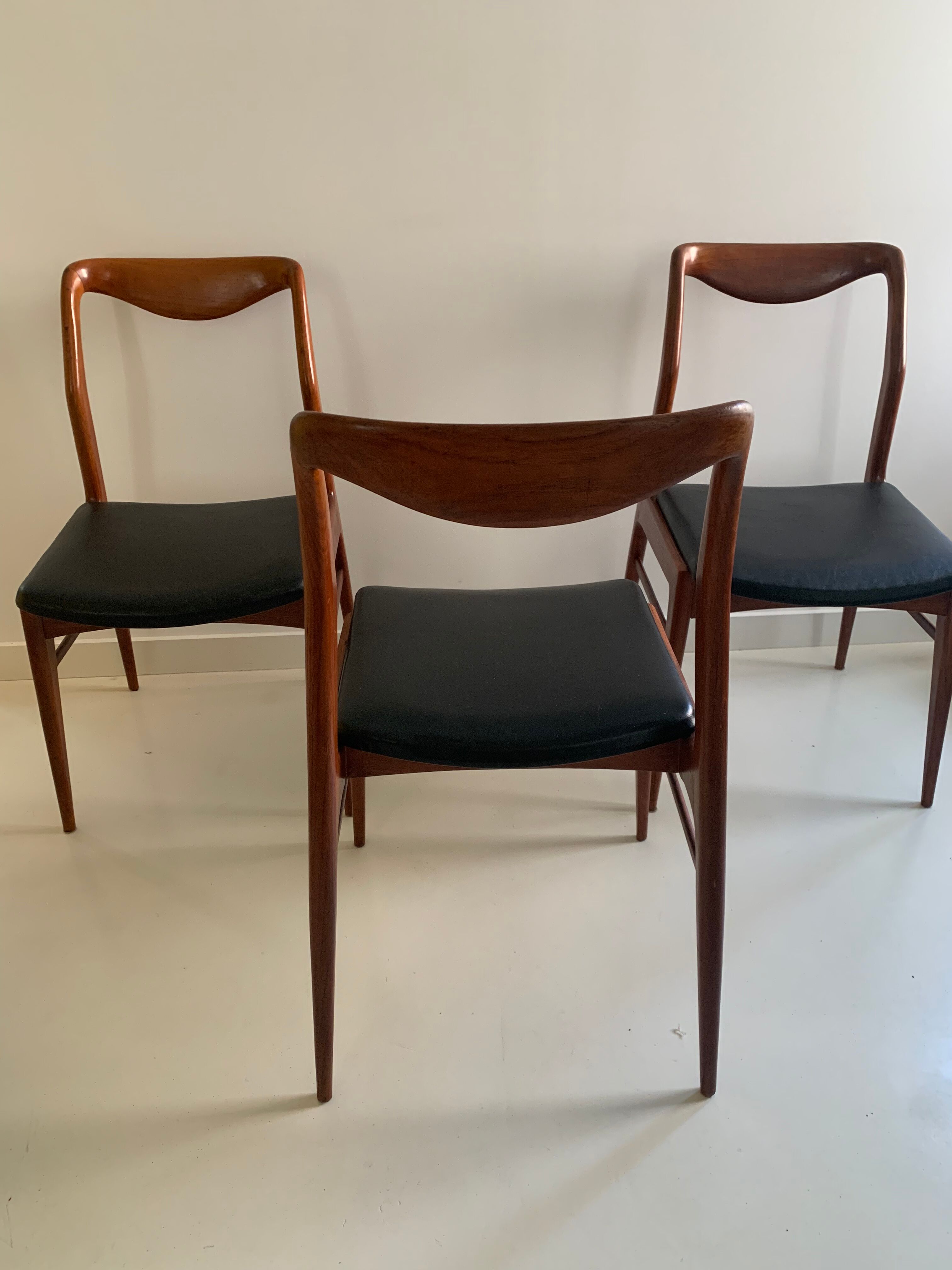 Trio of Danish chairs by Kai Lyngfeldt Larsen 60s, reupholstered