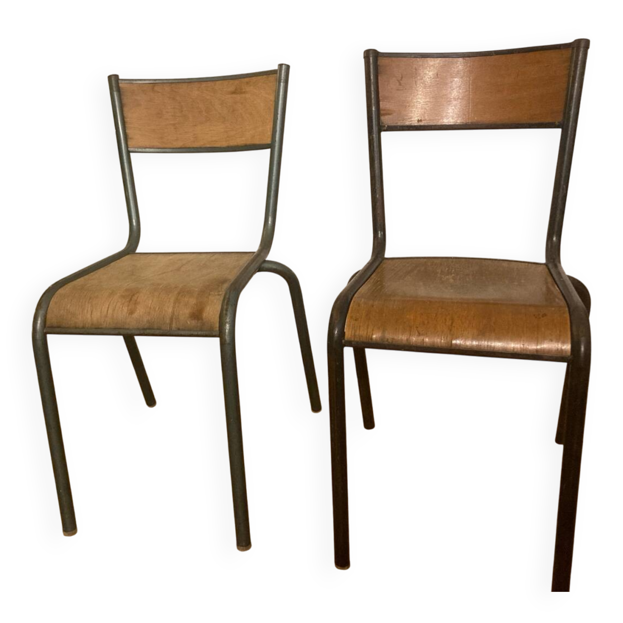 2 vintage school chairs