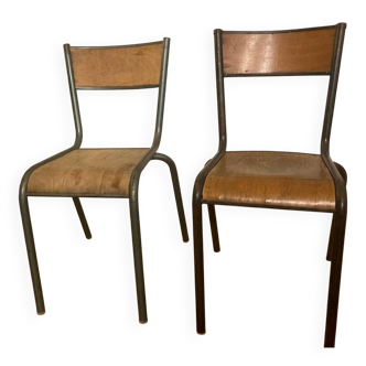 2 vintage school chairs