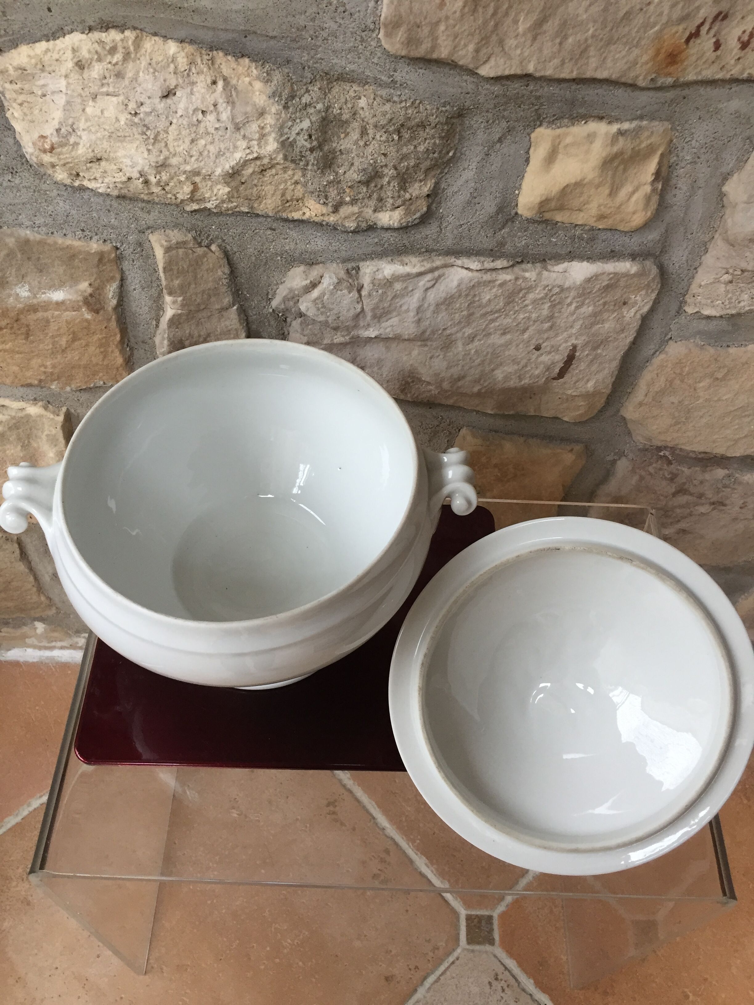 Ancient white porcelain soup tureen