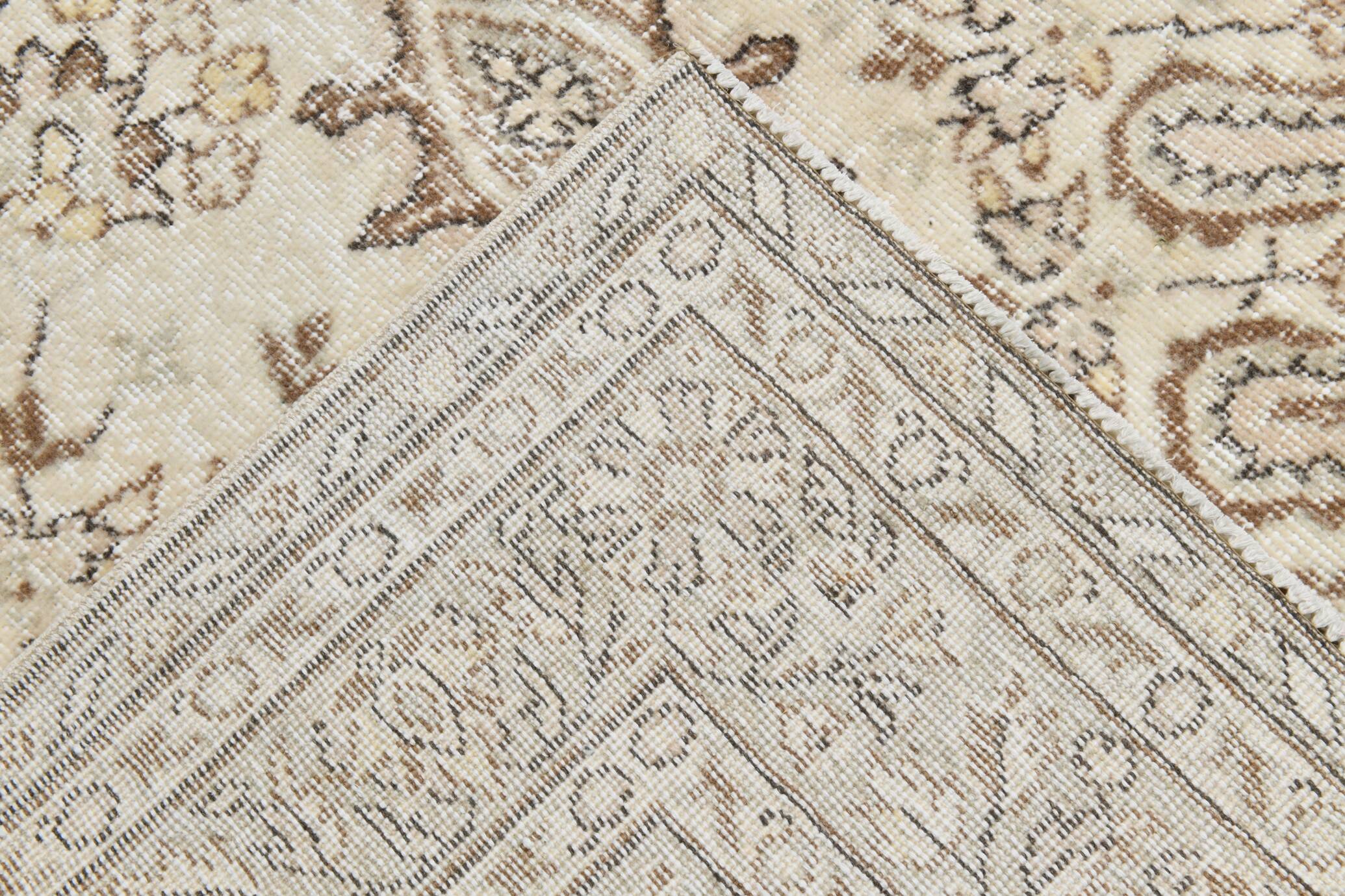 Faded Brown & Beige Geometric Pattern Vintage Rug, 164x265 Cm