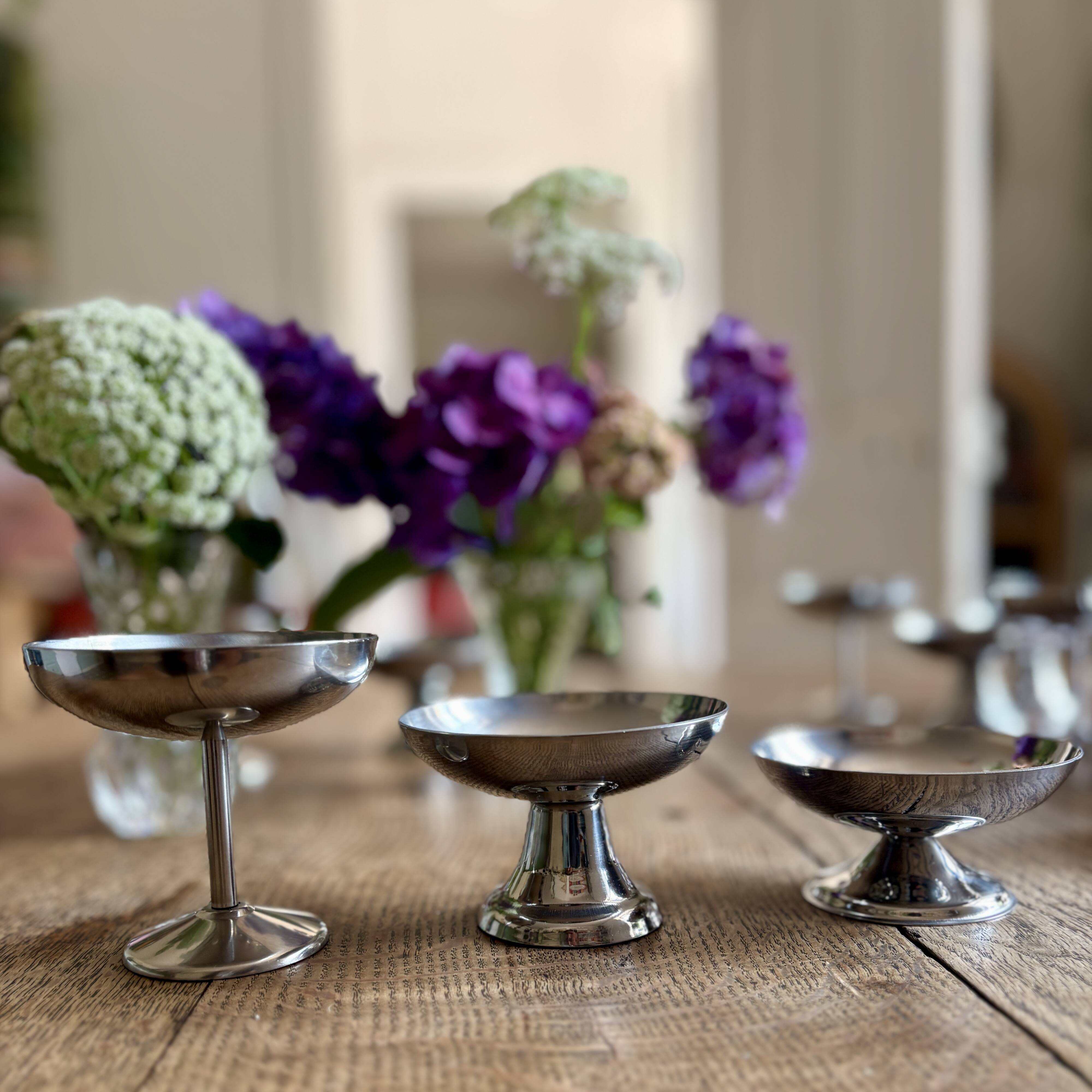 Set of 16 vintage stainless steel dessert cups