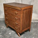 Vintage solid wood chest of drawers – 1950s – tapered legs