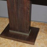 Art Deco period pedestal table in oak and nickel-plated bronze circa 1930