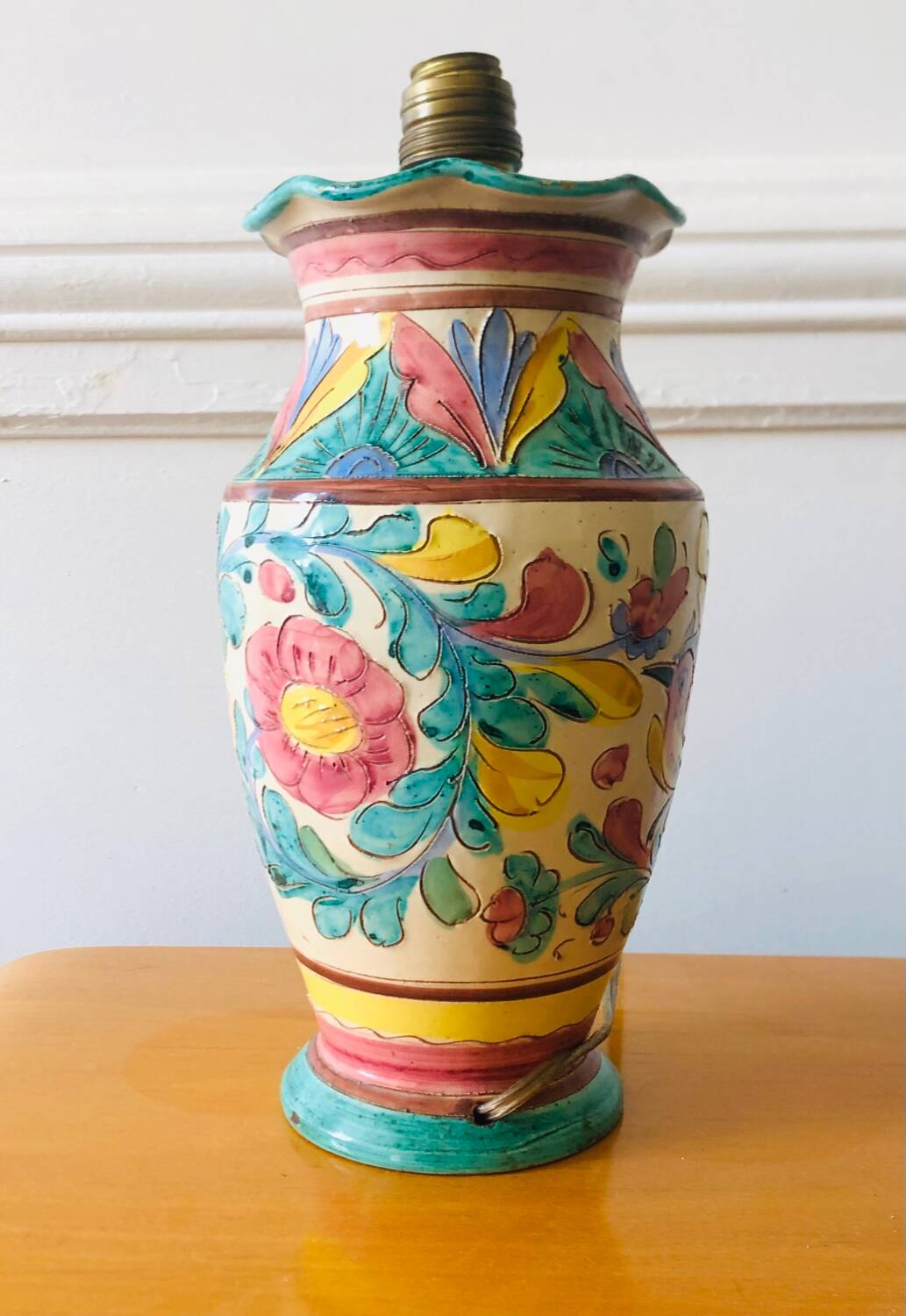 Majolica Italy ceramic lamp base