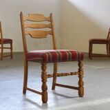 Vintage 1960s Danish farmhouse oak dining chairs in the style of Henning Kjærnulf