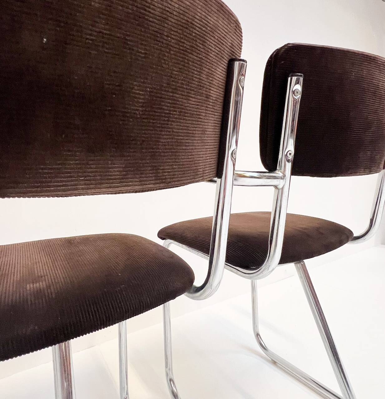 Set metal dining chairs in Gispen style (4), 1970s