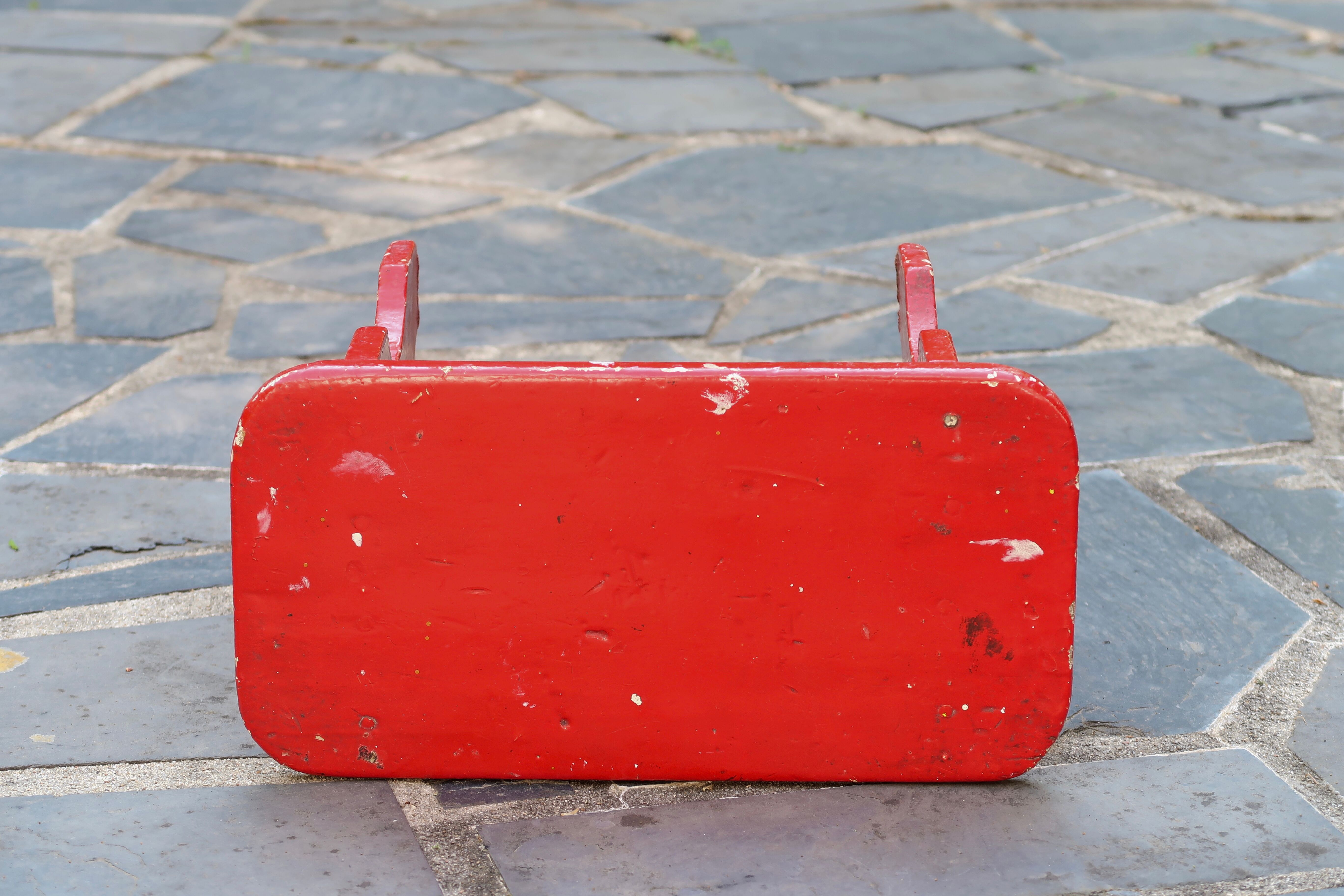 Red wooden bench, 50s