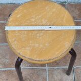 3 vintage stackable stools in wood and metal, industrial style, 45 cm